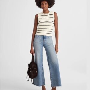 Madewell navy and cream sweater vest